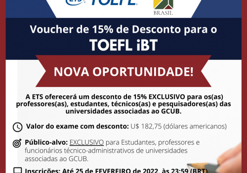 ETS Voucher de Desconto para o TOEFL iBT NOVA OPORTUNIDADE